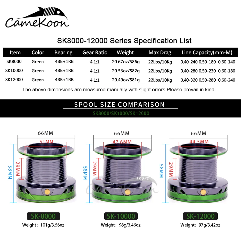 بكرة غزل CAMEKOON لرمي المسافات الطويلة 8000/10000/12000 لفائف صب الأمواج 10 كجم قوة سحب بطولة المياه المالحة لصيد الأسماك #3