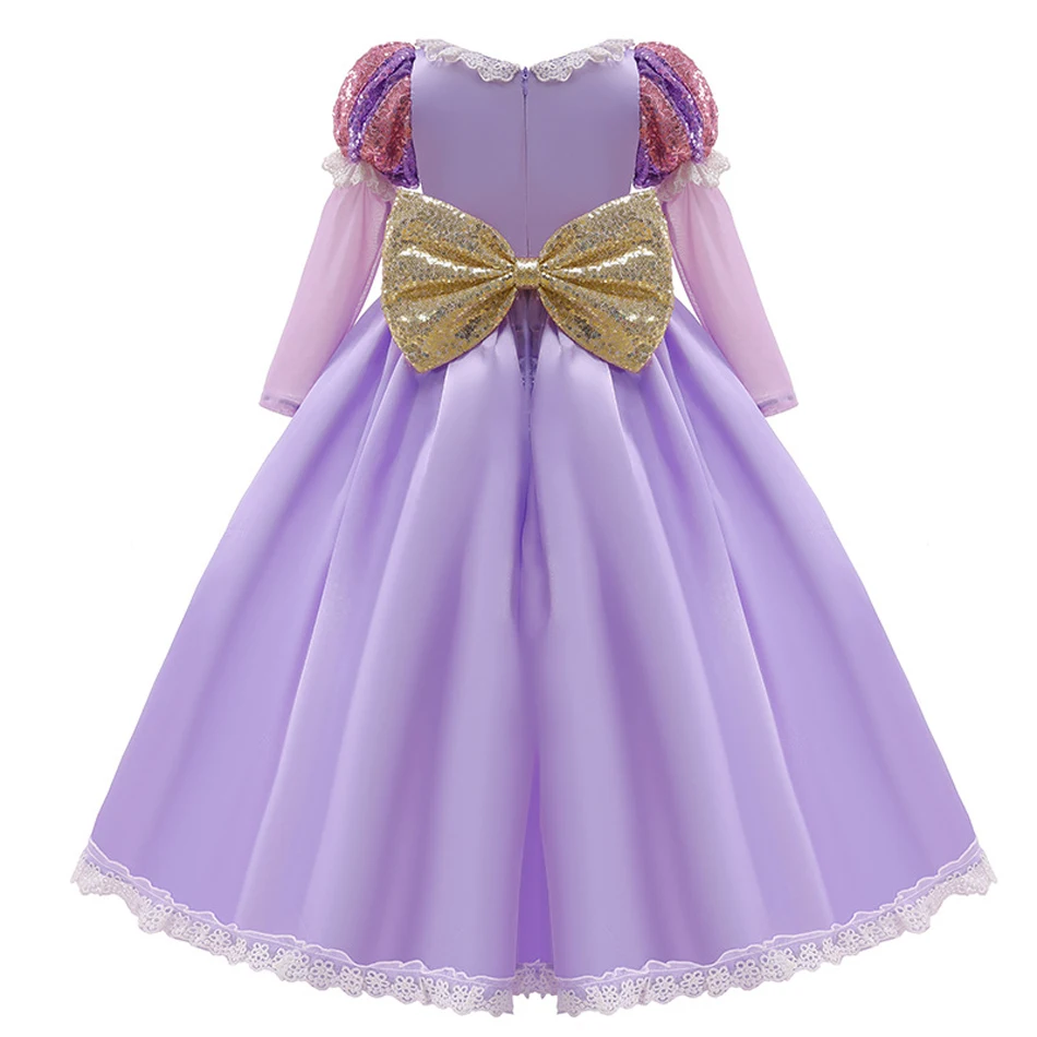 Disney Rapunzel Princess Girl Dress Cosplay Tangled Halloween Party Vestido Kids Birthday Christmas 2-10T