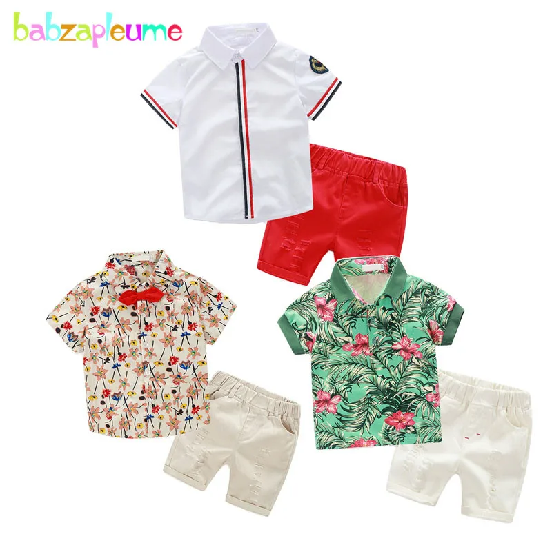 

Fashion Kids Boys Clothes Cotton Shirt Ripped Shorts Pant Children Clothing Gentleman Suits Toddler Baby Sport 2-7Years BC1190