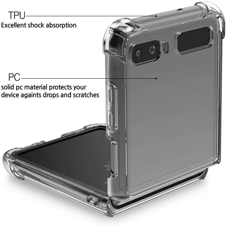 For Samsung Galaxy Z Flip6 Flip5 Flip4 Flip3 Flip2 Flip Soft TPU+PC Four-corner Explosion-proof Protective Case Cover