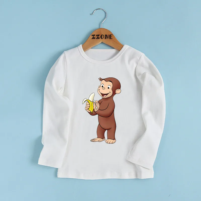 

Curious George Cute Monkey Cartoon Print Kids T shirt Children Funny Clothes Baby Boys and Girls Long Sleeve T-shirt,LKP5266