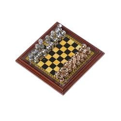 Classique Mini Jeu D'échecs Alliage de Zinc De Modèle Pièces Échiquier Jeu D'échecs