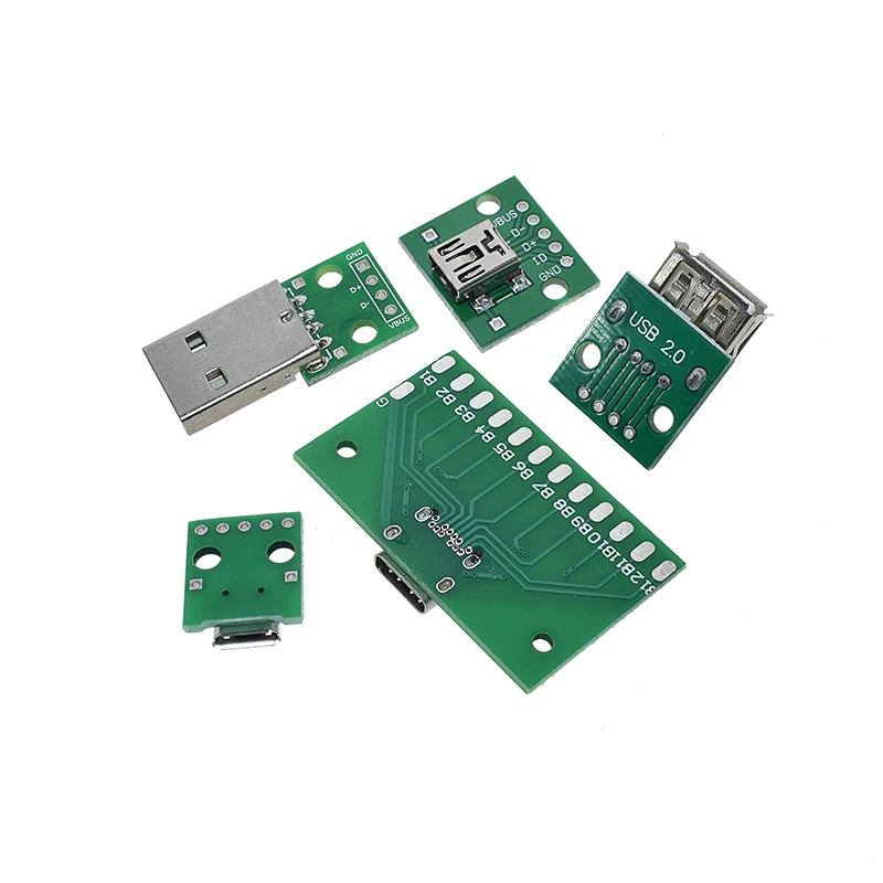 USB Male Connector / MINI MICRO USB to DIP Adapter female connector 2.54 Connector B Type-C USB2.0 3.0 Female PCB Converter