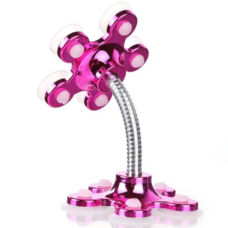 Car Double Suction Cup Mobile Phone Holder Petal Shaped Sucker Universal Vehicle Bracket Automobile Cellphone Stand