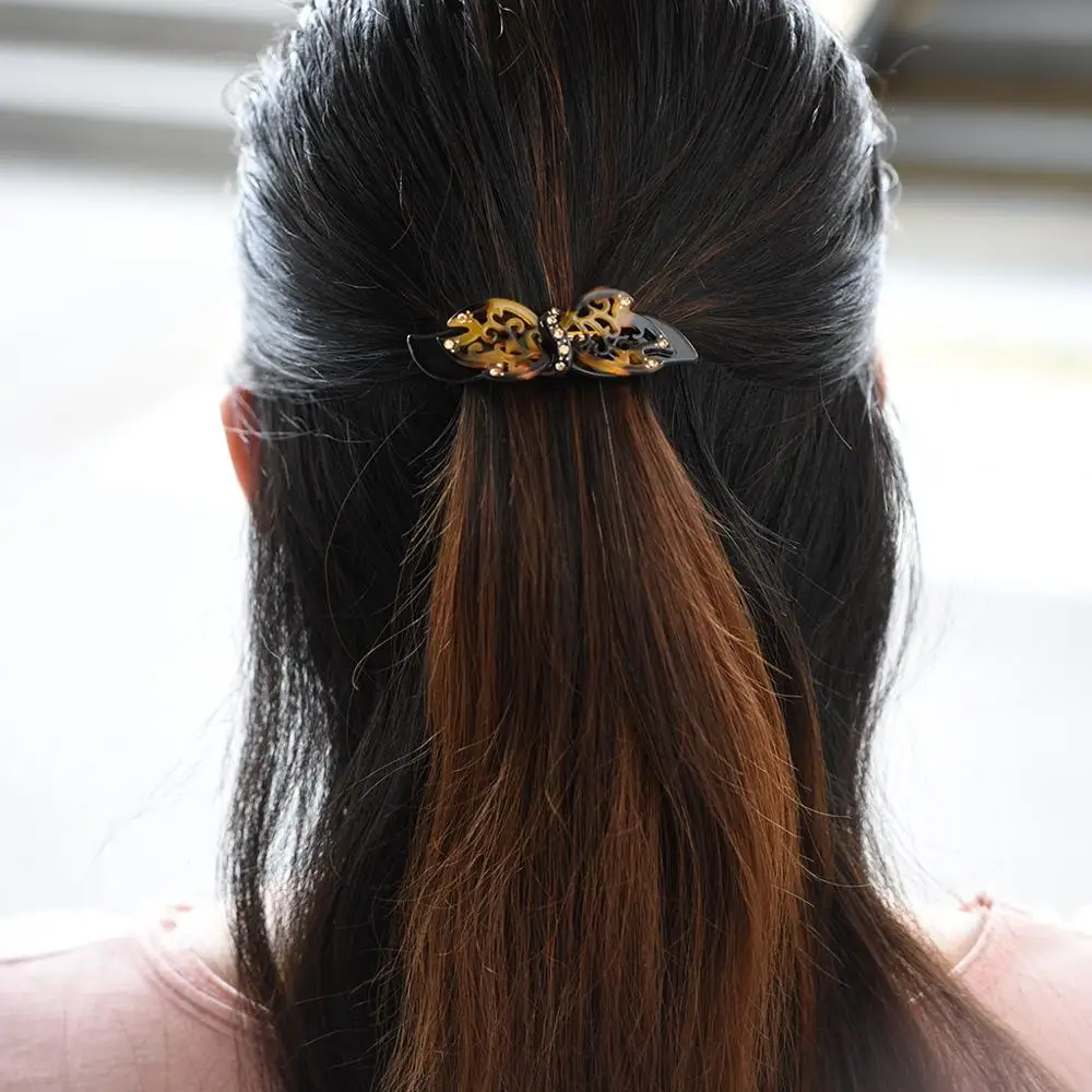 Women Hair Accessories  Korean Small Boutique Cute Hair Clip New Fashion Acetate Rhinestone Bow Hair Barrette