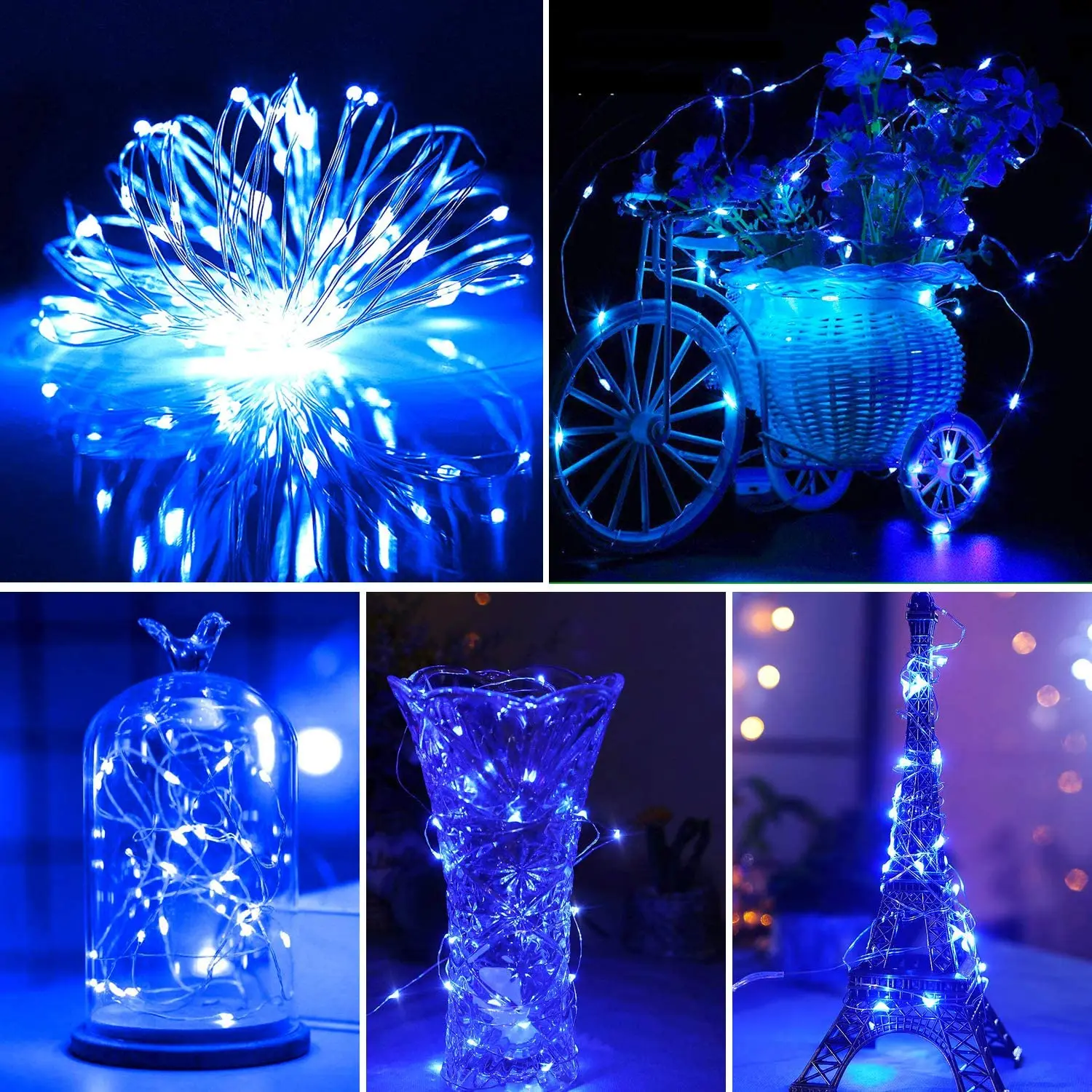 Lot de 4 lampes Led goutte d'eau à piles de 3M, Mini lampes féeriques d'intérieur avec fonction de minuterie, décoration de fête de mariage et de noël