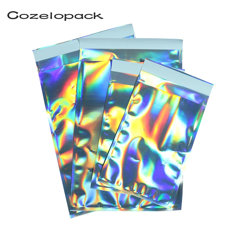 50 stücke Laser Self Sealing Kunststoff Umschläge Mailing Lagerung Taschen Holographische Geschenk Schmuck Poly Klebstoff Kurier Verpackung Taschen