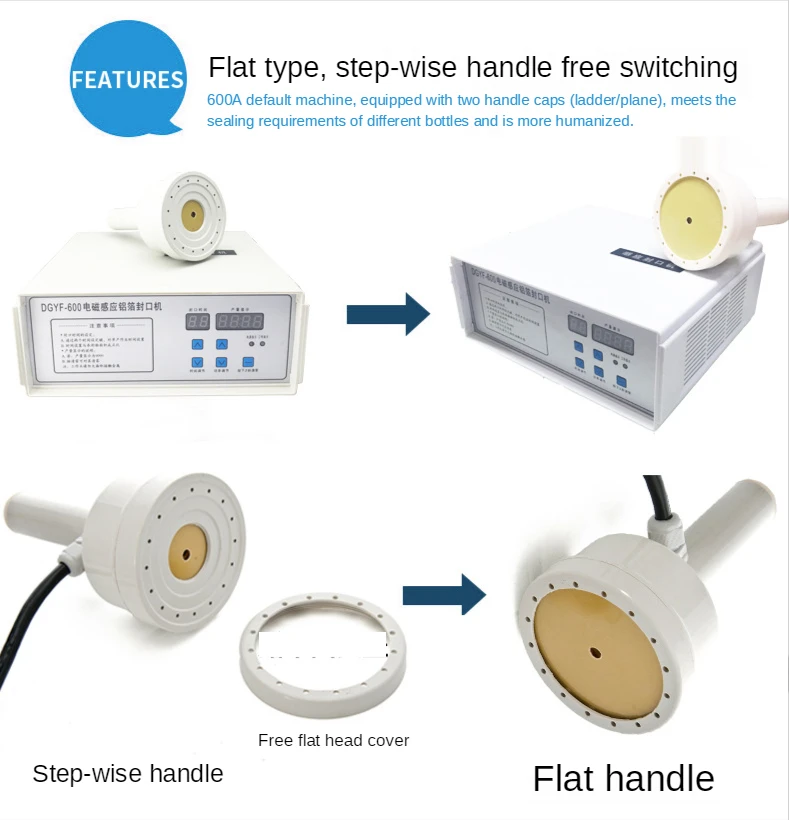 Máquina de sellado de inducción electromagnética de mano, sellador de tapas de botellas de plástico, máquina de embalaje de tapas de papel de aluminio al vacío
