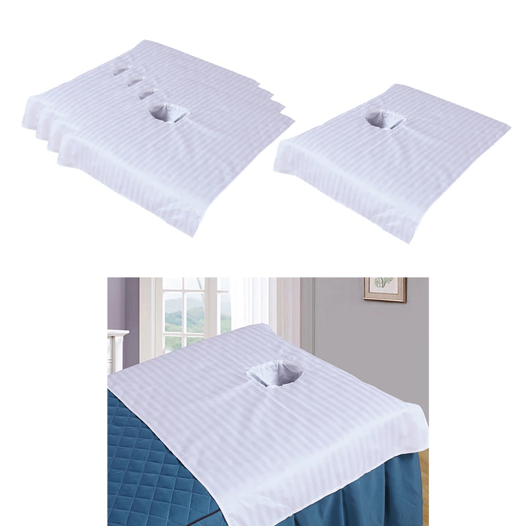 

5Pcs Cotton SPA Massage Table Cover Sheet Cloth 50x80cm Breathable Cosmetic Salon Beauty Bed Face Hole Towel