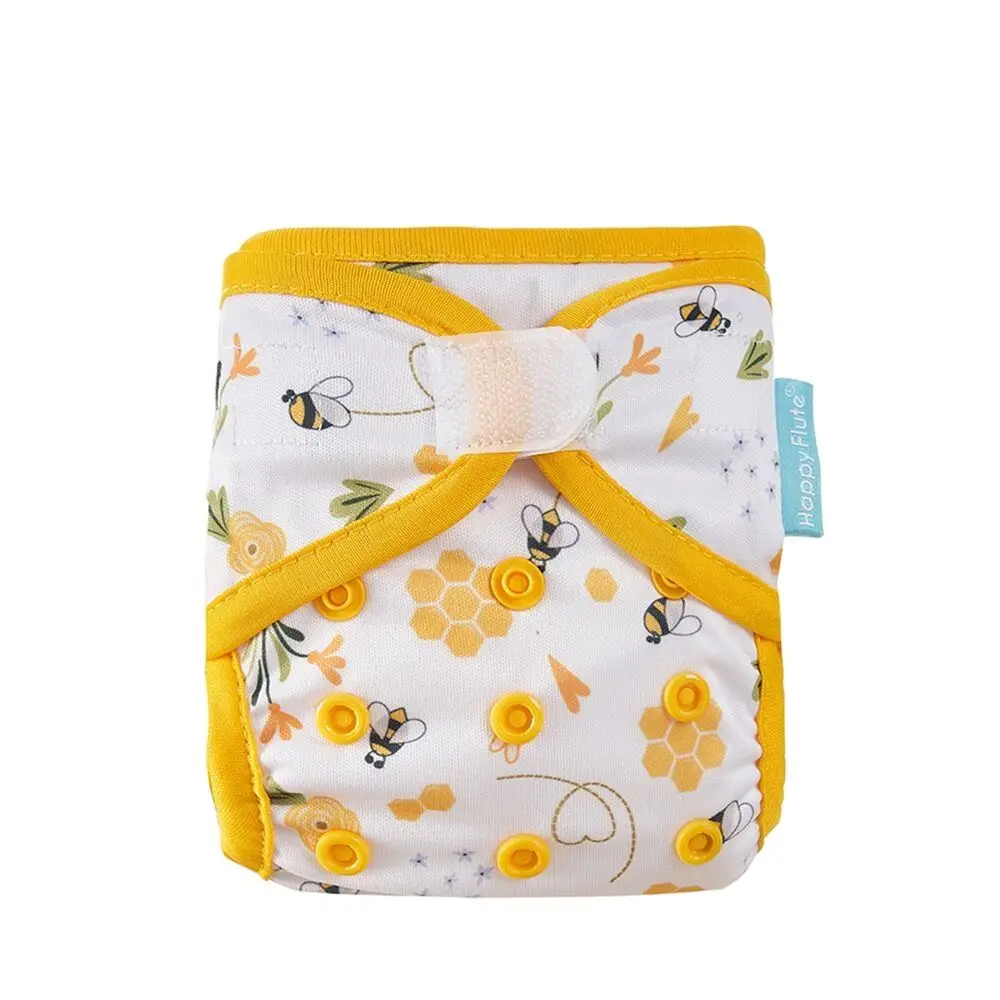 HappyFlute 0-6kg Newborn Hook&Loop Washable Baby Cover Cartoon Animal Print Adjustable Nappy Reusable Cloth Diapers With 1Insert