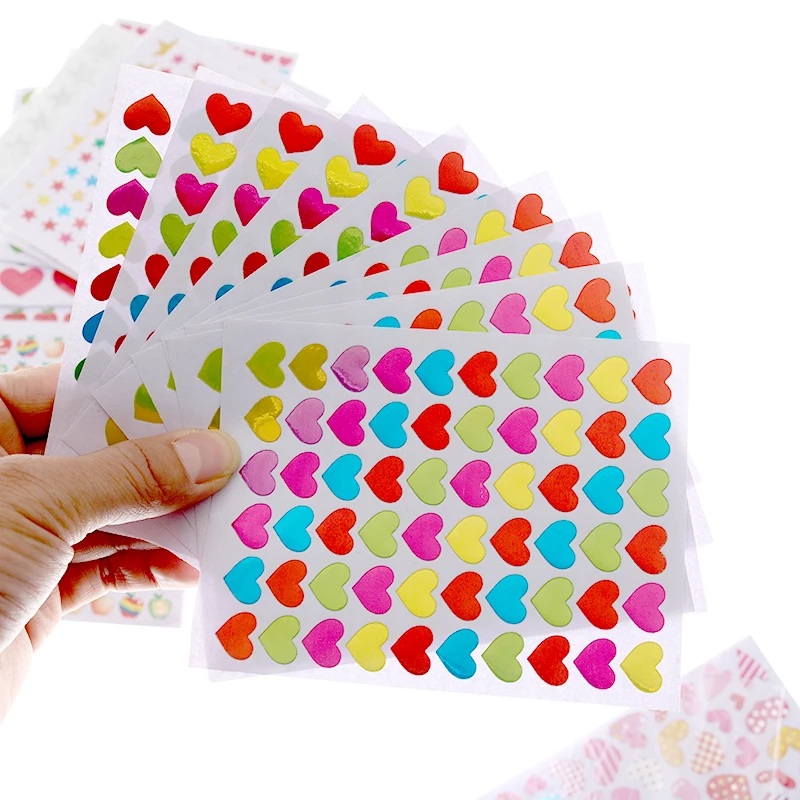 10pcs Many Stars Children's Gold-plated Award Glitter Sticker Mother Teacher Praise Label Award Five-pointed Star Love Sticker