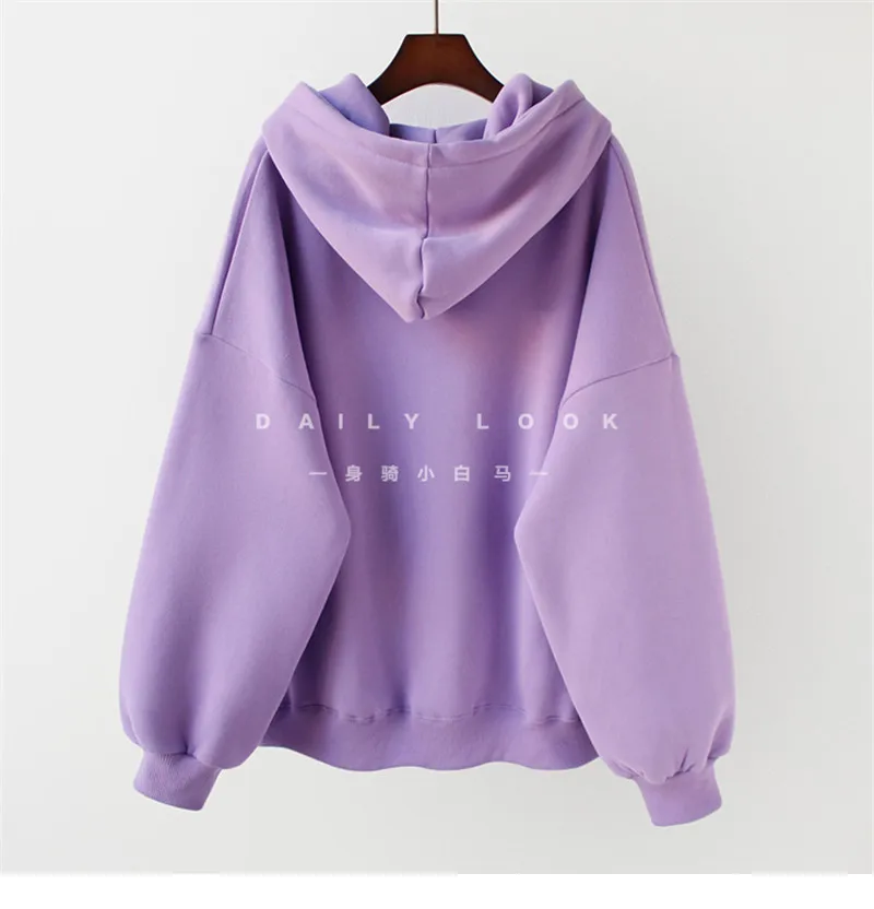 Phụ Nữ Mùa Đông Áo Hoodie Thời Trang Áo Đính Hạt Cườm Bông Tai Kẹp Chữ Bradley Chui Đầu Nữ Giữ Ấm Tím Casual Nữ Áo Mới