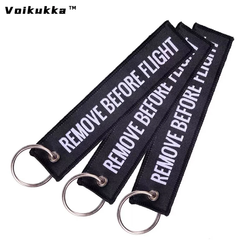 Voikukka Jewelry Colorful Aviation Gifts Remove Before Flight Memorial Key Embroidery Pendant Tags Keychain Rectangle Keyring