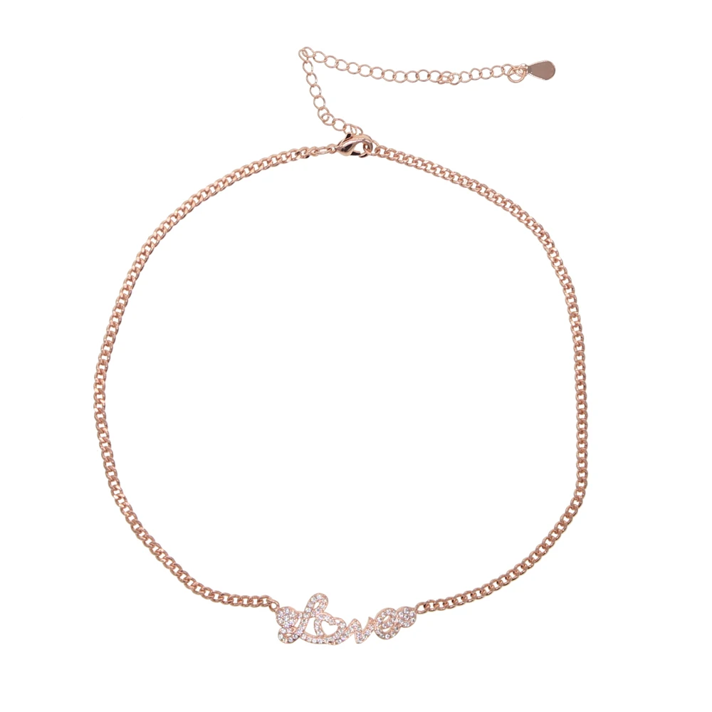 2025 جديد عصري مجوهرات نسائية هدايا رسالة الحب القلب زركونيا تشيكوسلوفاكيا ميامي سلسلة المختنق الفاخرة الزفاف السيدات سلسلة القلائد #6