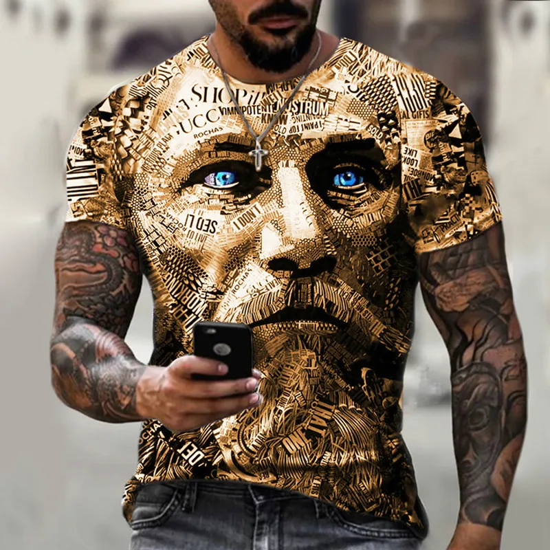 New style hot sale in 2021, 3D men\'s T-shirt, gentleman style design, short sleeves, summer fashion, handsome man