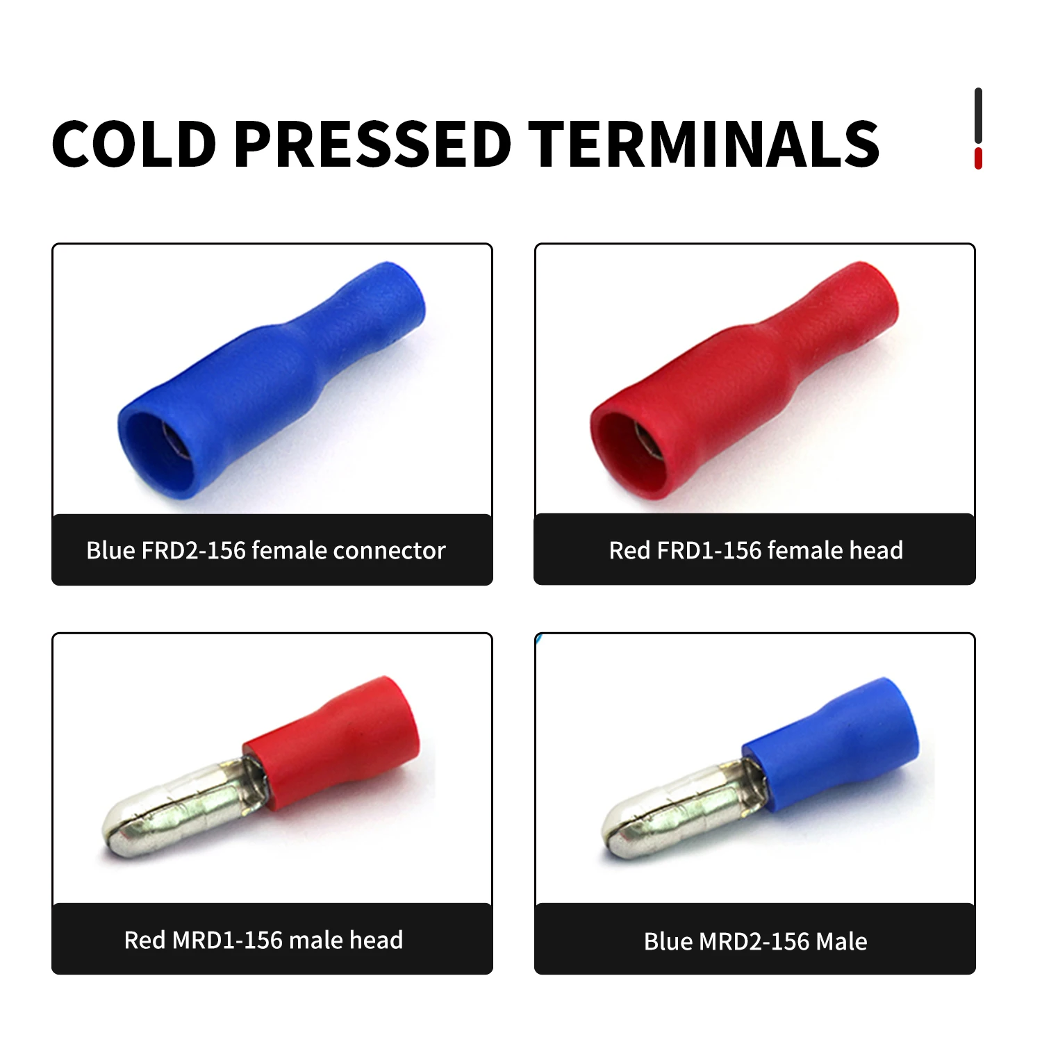50 peças de vermelho e azul masculino e feminino bala isolado conector terminal de friso FRD1.25-156 FRD1-156 MPD1.25-156 MPD1-156