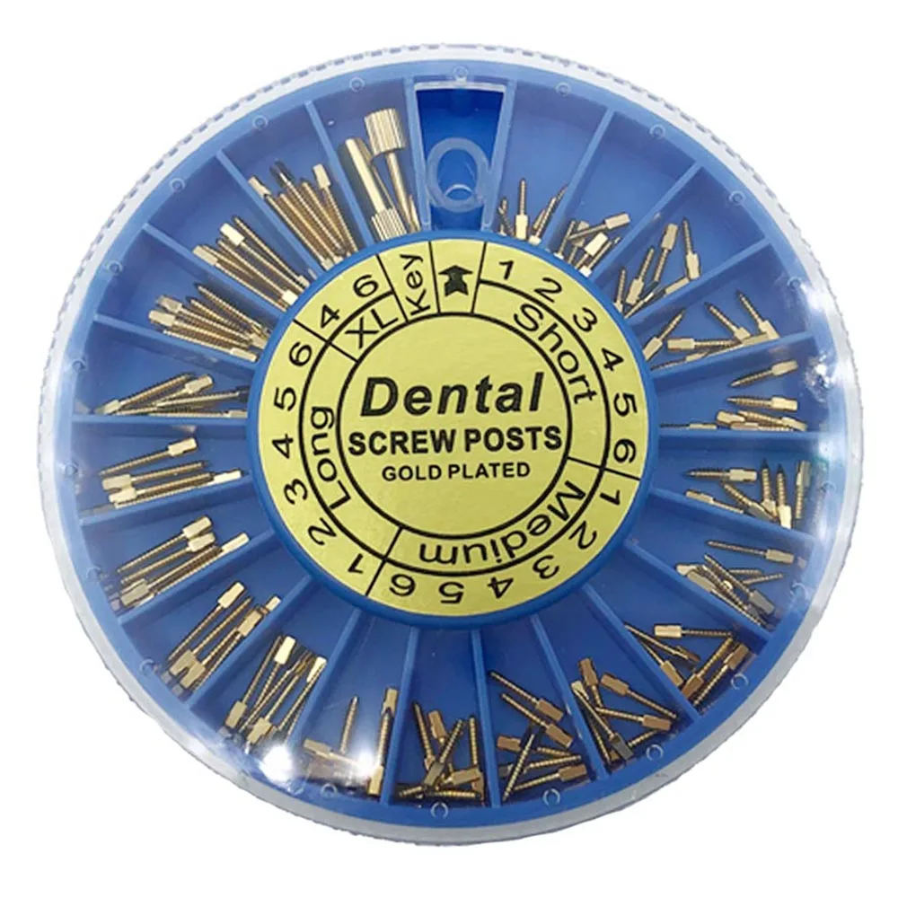 Dental instrument Golden Plated Screw Post 120pcs&2Key Dental Screw Post for dentist Supplies dental materials