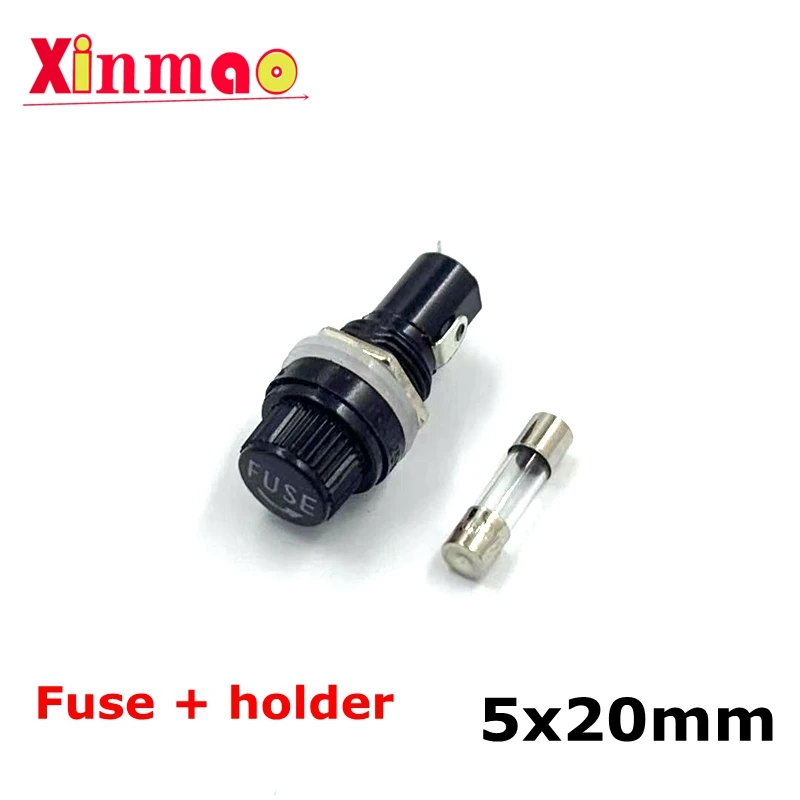 1set 5*20/6*30mm Fuse + Holders 5X20 6x30 Black Insurance Tube Socket Fuse Holder For Insurance Panel Mount Fuse Holder