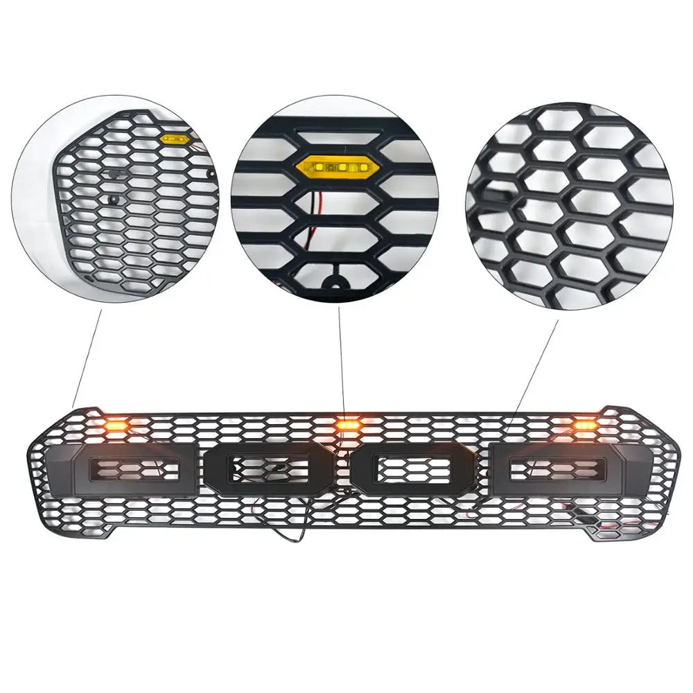 DOOD LED MODIFIED RACING ABS GRILLS FOR RANGER T8 XL XLT XLS WILDTRAK PICKUP CAR GRILLE GRILL FRONT MESH MASK COVER  2018-2021