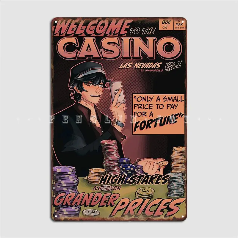 Quackity Casino Dream Las Nevadas Comic Metal Sign Wall Pub Club Bar Custom Wall Plaque Tin Sign Poster