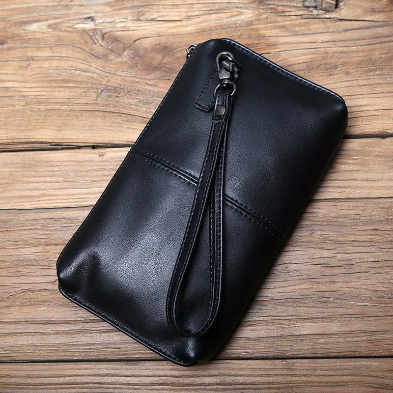 NZPJ männer Leder Lange Brieftasche Erste Schicht Rindsleder Zipper Clutch Tasche Retro Bank Karte Fall Weichem Leder Telefon Fall münze Fall – Detail 19