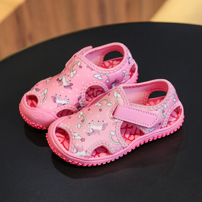 

New Summer Children Beach Unicorn Girls Boys Sandals Kids Shoes Close Toe Baby Sport Sandals Non-slip Outdoor Sneakers Soft Sole