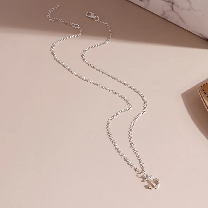Aihua Schlichter Stil Schlüsselbeinkette Meer Marine Anker Halsketten & Anhänger für Frauen Mädchen Geburtstagsfeier Schmuck Collier Geschenke – Detail 9