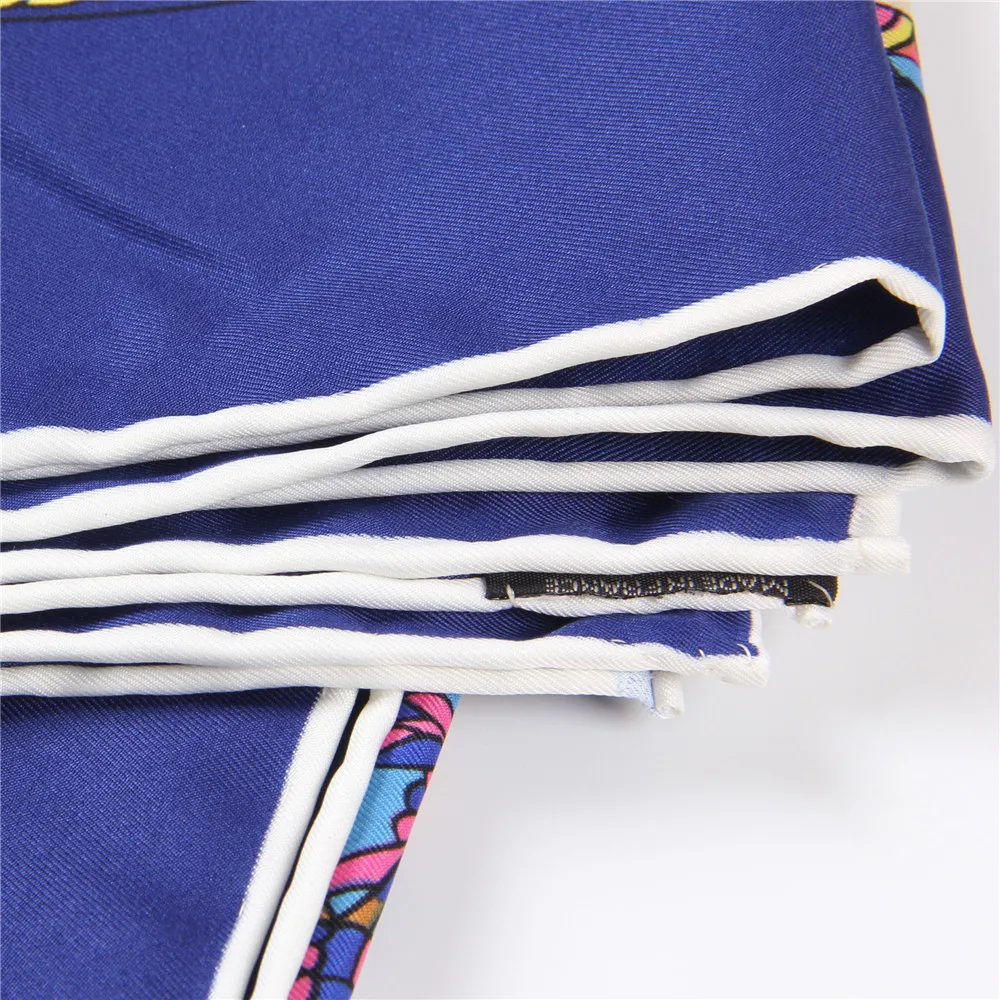 Manueller handgerollter Twill-Seidenschal für Damen, Paukendruck, quadratische Schals, Echarpes, gekräuselte Foulards, Femme, Wickeltuch, Bandana, Hijab, 90 cm – Detail 8