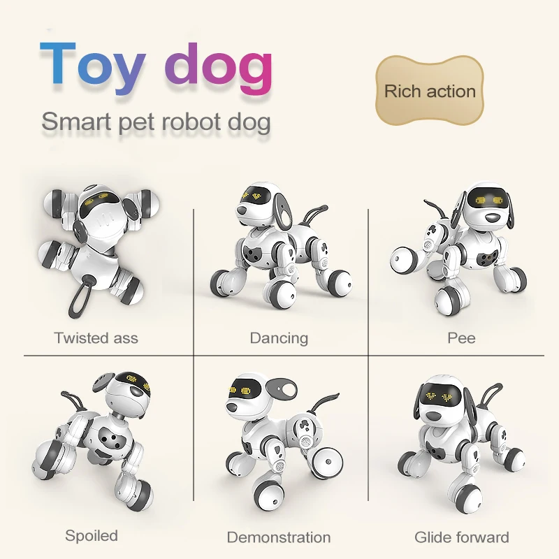 Novo programável 2.4g rc robô cão brinquedo inteligente para crianças brinquedo presente de aniversário controle remoto sem fio inteligente falando