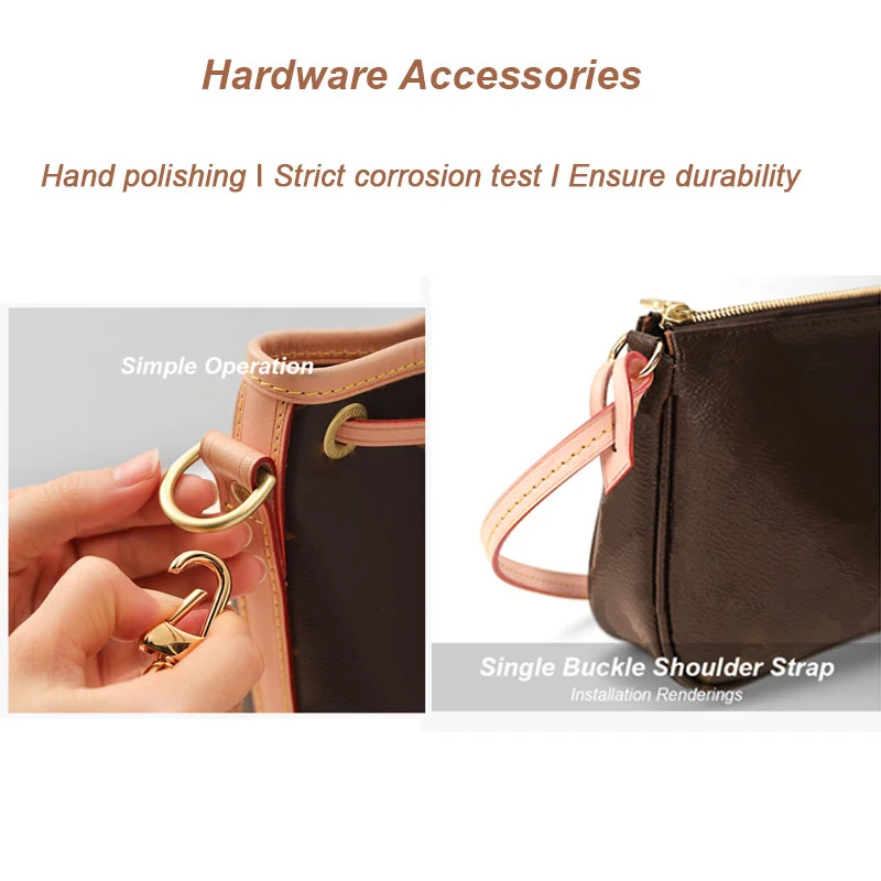 WUTA Detachable Handle Replacement Real Leather Bag Shoulder Strap for LV Pochette Handbag Vachetta Leather Straps Accessories