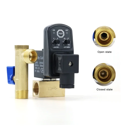 Imagen 2 del producto Válvula de drenaje electrónica 1/2 DN15, filtro de compresor de aire, enfriador de tanque de almacenamiento en seco, temporizador eléctrico, controlador de agua automático de 220V/24V/110V