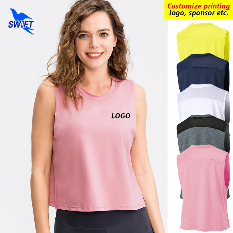 NEW Mesh Patchwork Breathable Sleeveless Running Shirt Women Quick Dry Loose Gym Fitness T-Shirts Sportswear Yoga Vest Customize