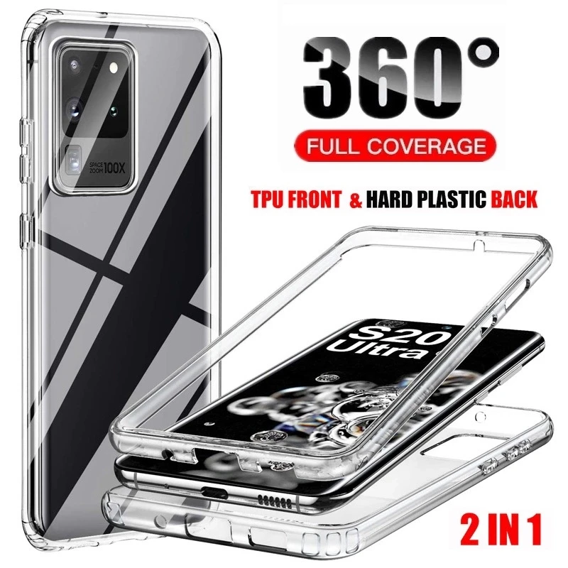 360 Protector Transparent Phone Case For Samsung Galaxy S25 S24 S23 S22 S21FE S20 Plus S9 S10 Note 20 Ultra 10Pro A54 Full Cover