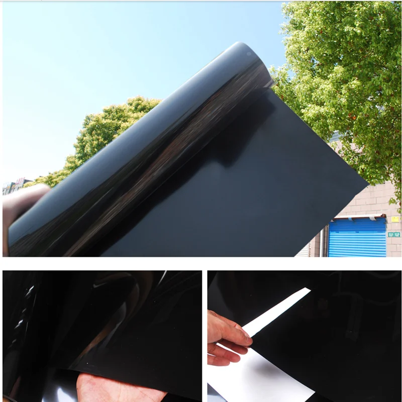 SUNICE 0.5m  Width Dark Black Home Glass Tinting Window Sticker 100% Privacy Tint High UV Rejection Solar Film Summer use