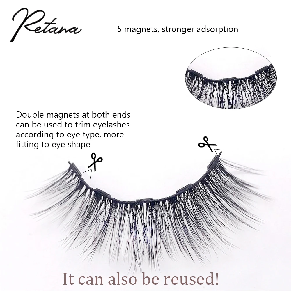 Magnetic Eyelash Eyeliner Eyelash Curler Magnet Natural Long Magnetic False Eyelashes and Magnetic Eyeliner Set Can be Reused