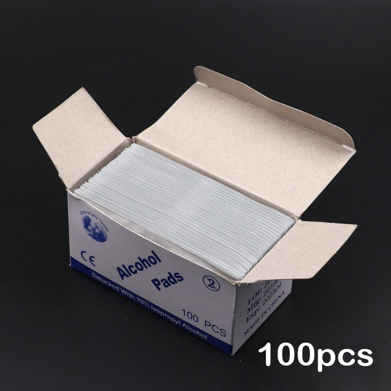 100pcs/lot Disposable Alcohol Prep Swap Pad Wet Wipe alcohol swabs for Antiseptic Skin Cleaning Care Jewelry Mobile Phone Clean