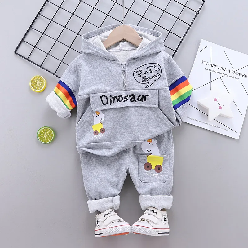 Felpa da bambino in cotone dinosauro felpa sportiva felpe con cappuccio Set di abbigliamento tuta per bambini tuta per bambini primavera autunno