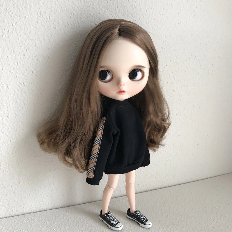 Handmade Sweater Blythe Clothes Long Sleeve Hoodie Coat Suitable for Barbies, Blyth, OB24, Azone,1/6 Doll Accessories