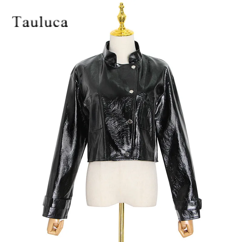 Autunno inverno Luxury Brand Designer 2023 New Fashion coreano Faux PU Leather giacche da moto cappotti per le donne giacca corta top