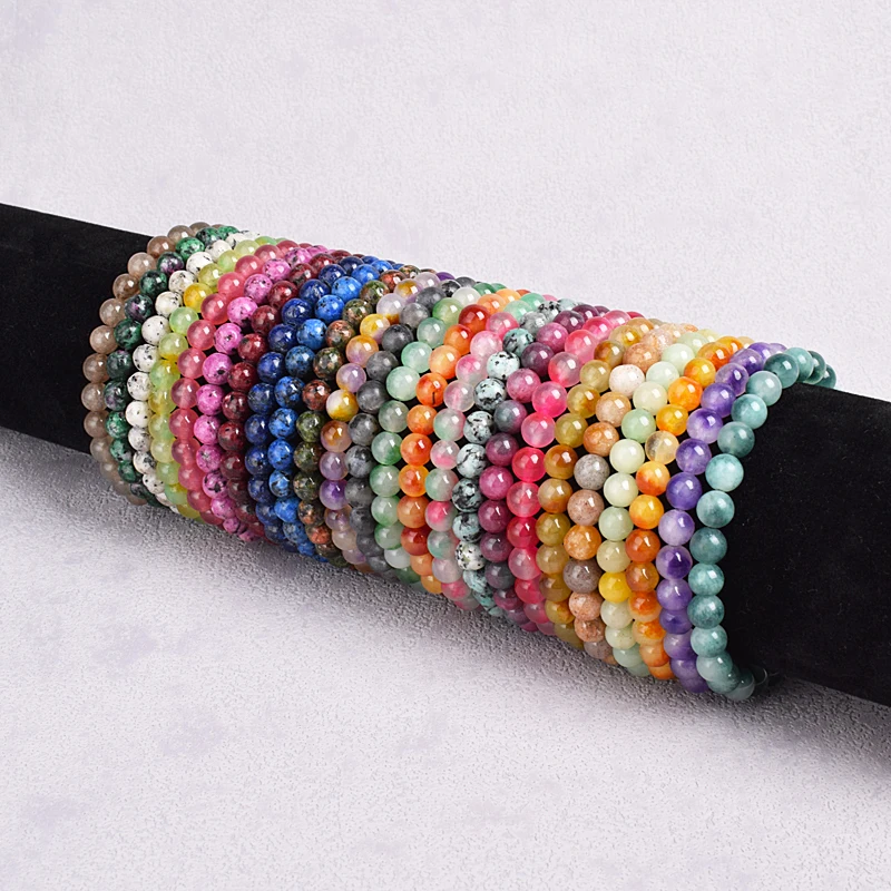 Wholesale Various Colors 6MM Natural Stone Beaded Bracelet Men Agates Charm DIY Handmade Bangle Women Jewelry Crystal Bracelets