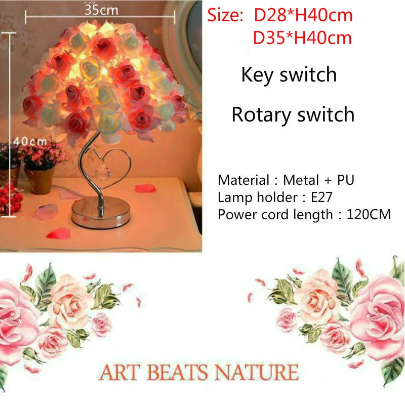 European Rose Desk Lamp Bedroom Creative Multicolor Table Lamp Desk Decoration Rose Flower Led Night Light Factory Direct Sales