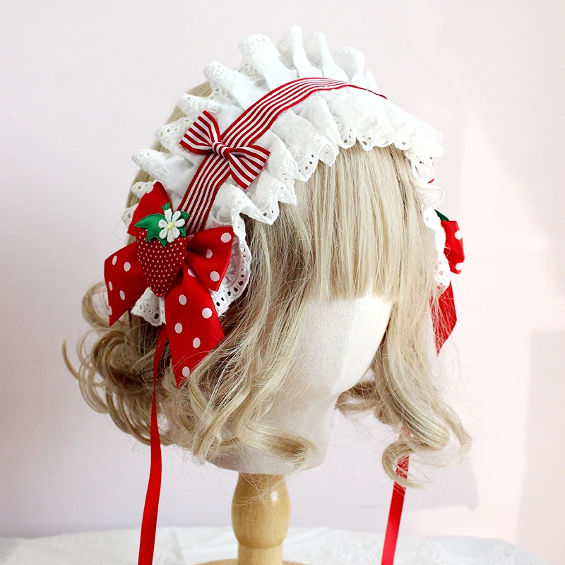 Lolita Original Handmade Cute Sweet Lolita Hair Band Oversleeves Neck Trim Side Clip Full Color AP Pick Strawberry Gadget