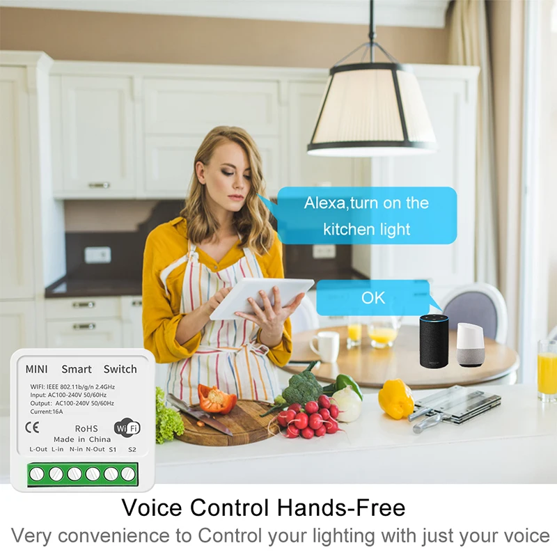 16A Mini Smart Wifi مفتاح الإضاءة وحدة تدعم 2 طريقة التحكم في المنزل الذكي 110 فولت 220 فولت لتقوم بها بنفسك وحدة ، يعمل مع Alexa/Google Home/Tuya