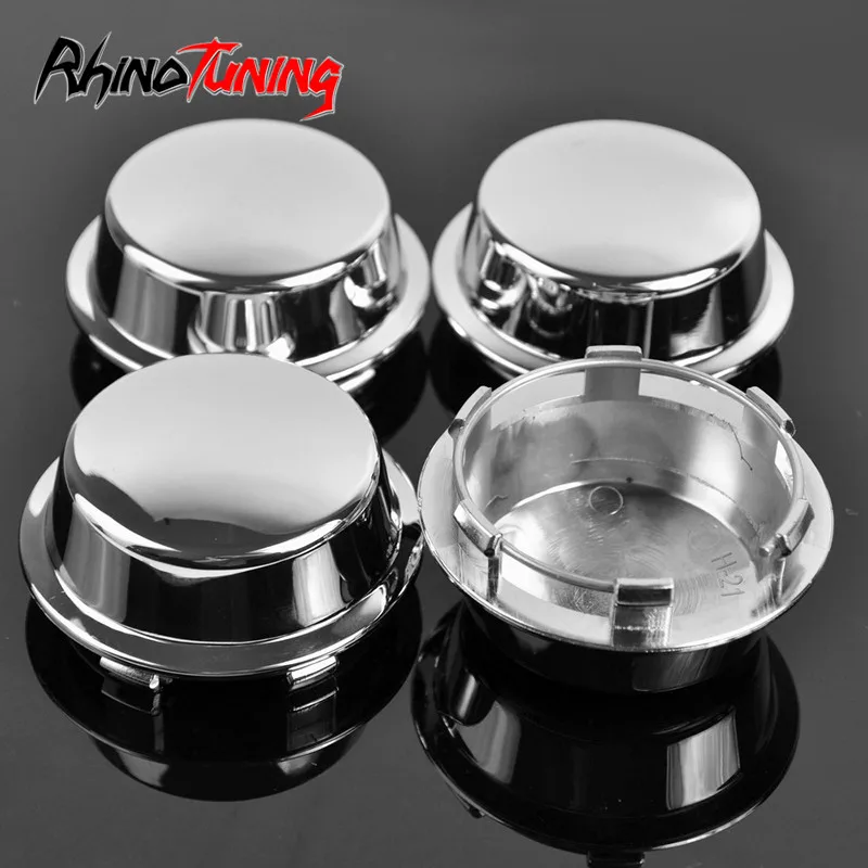 Rhino Tuning 4pcs 74mm 64.5mm Silver Chrome Finished Wheel Hub Center Caps from Rims Cover Car Accessories Auto Replacement Part