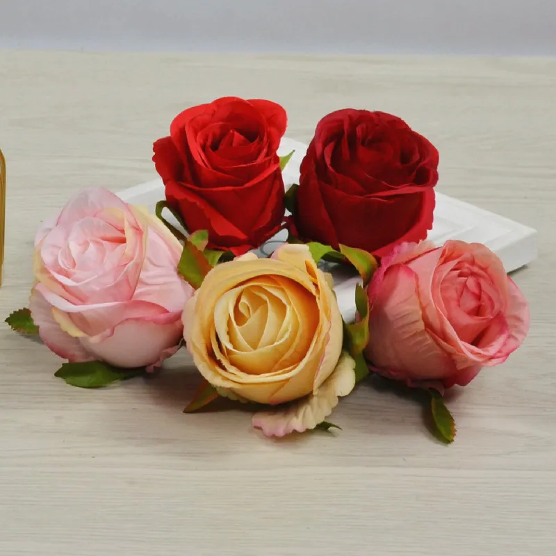 

2pcs 6.5cm 11colors artificial silk retro rose flower head for DIY flowers wall bouquet wedding home garden party decoration