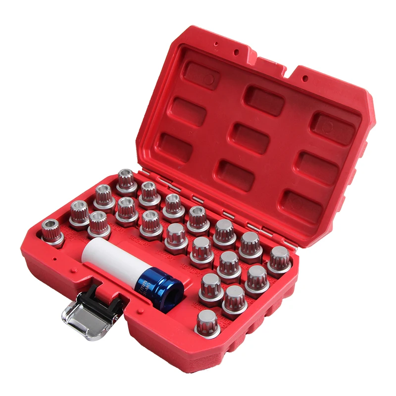 21pcs Wheel Lock Screw Socket Set for BMW Wheel Locking Key Removal Tool Kit Anti-Theft Lug Nut Screw Socket,Viktec VT13768A