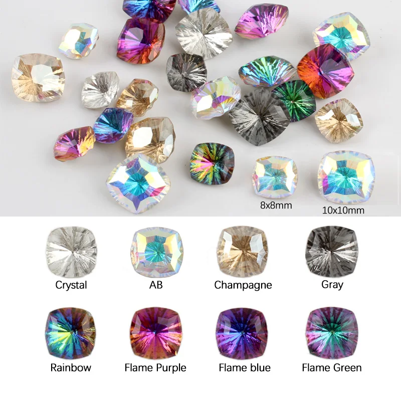 New sale 8mm/10mm Millennium Square Point back Nail Rhinestone for DIY 3D nail art decoration