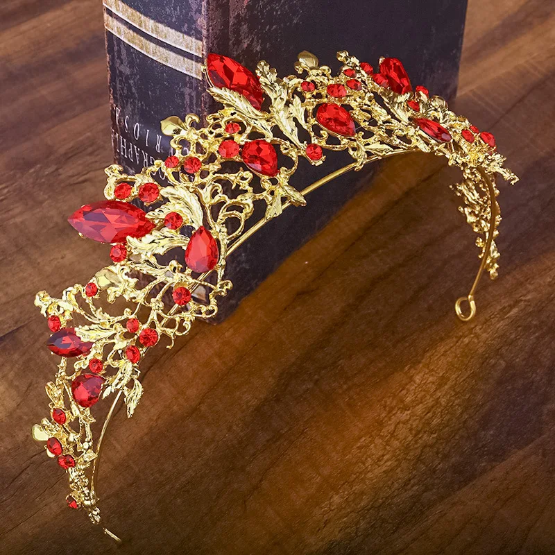

New Fashion Baroque Luxury Crystal AB Bridal Crown Tiaras Light Gold Diadem Tiaras for Women Bride Wedding Hair Accessories gift