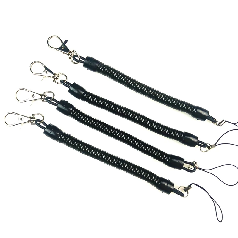 Lobster Clasp Hook Spring Stretchy Coil Keyring Keychain Strap Rope Cord Swivel Lobster Clasp Clips Key Hooks Black Wholesales