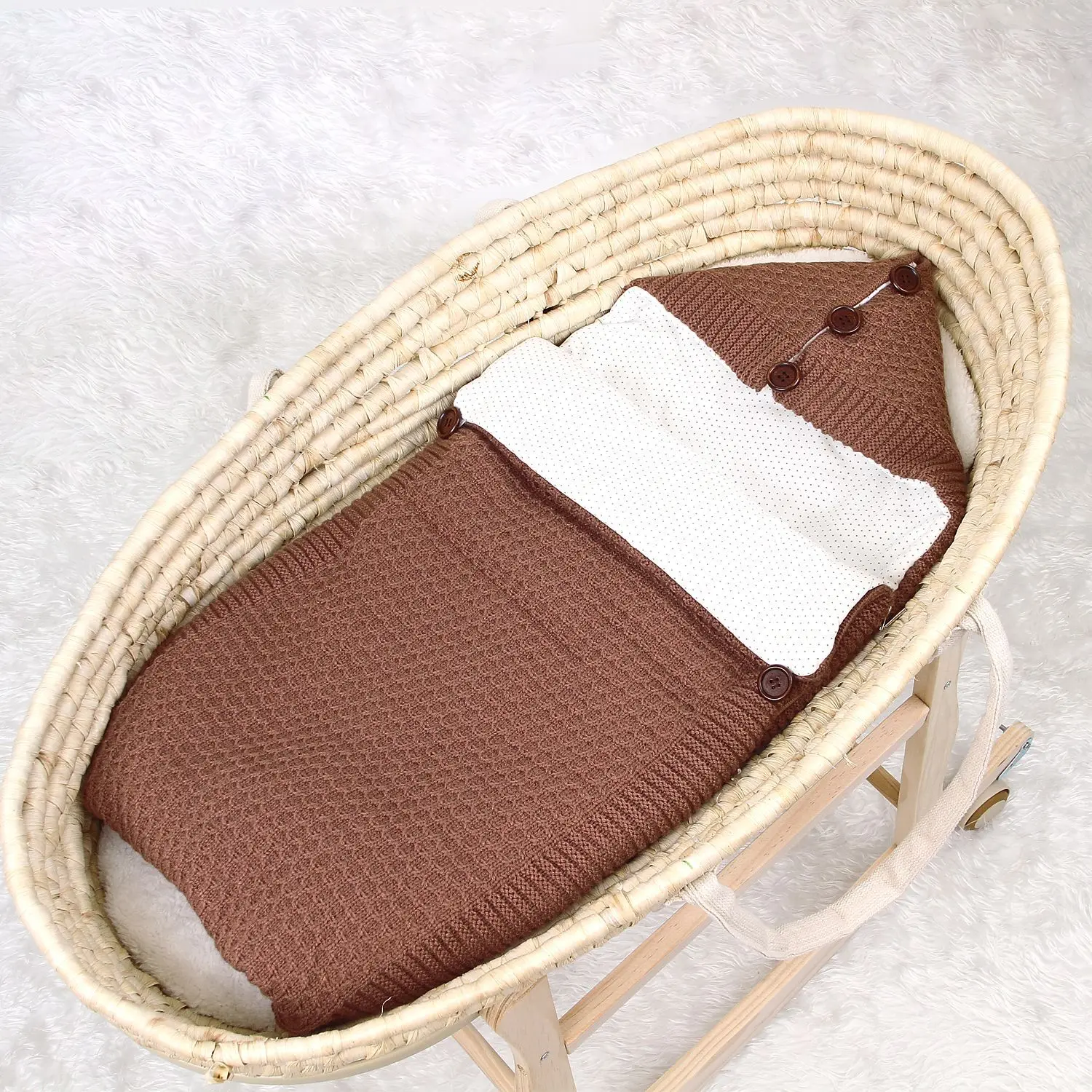 New Baby Knitted Sleeping Bag Spring Autumn Thicken Warm Baby Hooded Sleeping Bag Solid Color Newborn Envelope Anti-kick Quilt